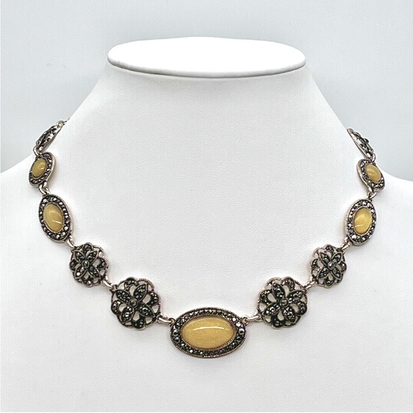 Vintage Jewelry - Vintage Yellow+Black Pave Necklace